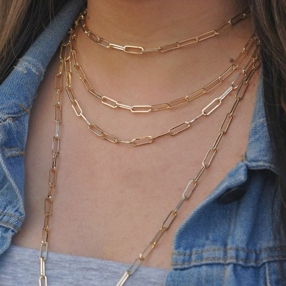 SueSue Jewelry - Best-Seller 14K Gold Plated Paperclip Chain NWT